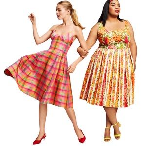 Isaac Mizrahi for Target Orange Plaid Fit & Flare Dress size XS